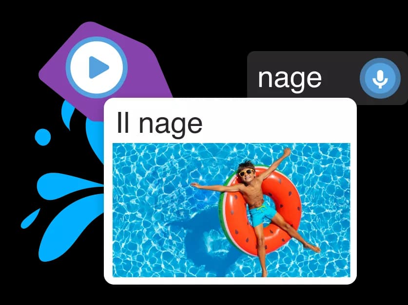 Exemplo de atividade do aplicativo Rosetta Stone mostrando nossa ferramenta imersiva de aprendizado de idiomas