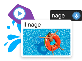 Exemplo de atividade do aplicativo Rosetta Stone mostrando nossa ferramenta imersiva de aprendizado de idiomas